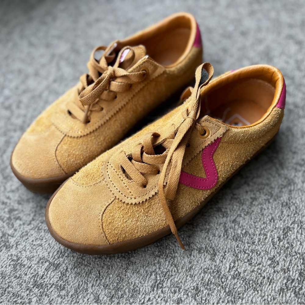 Vans Tan and Pink Classic Sneakers